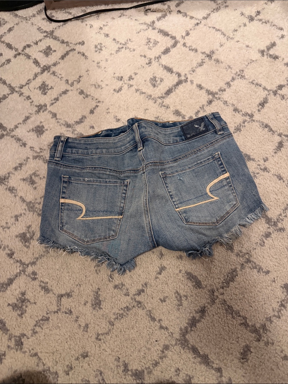 American Eagle Outfitters Medium Blue Frayed Hem Denim Shorts